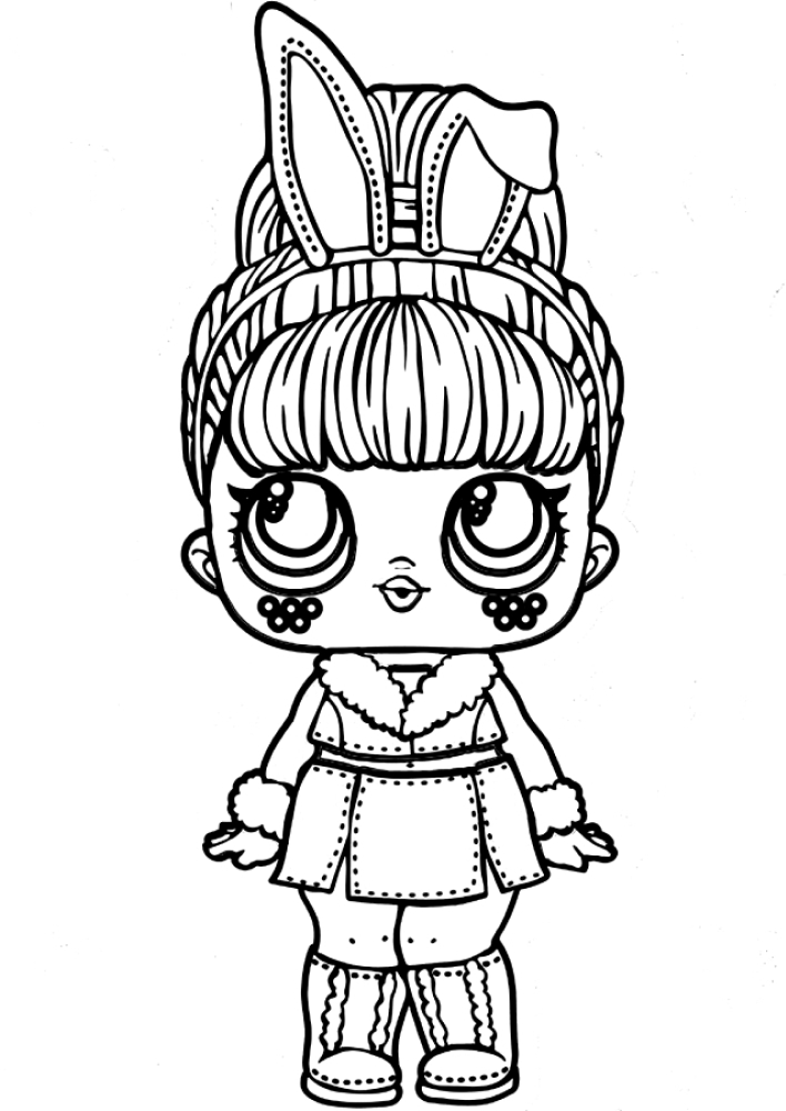 Doll with bunny ears Coloring page Print